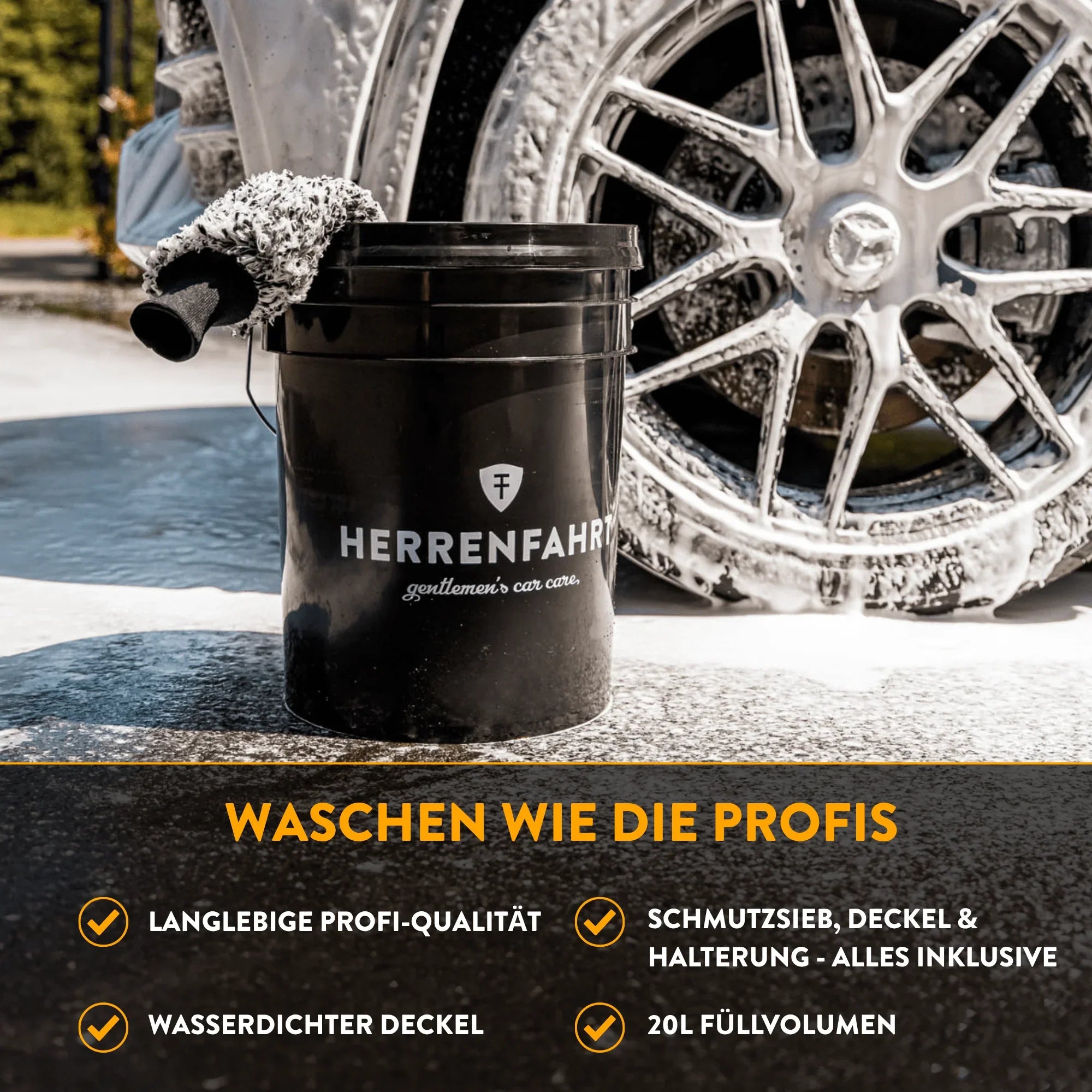 Wascheimer mit Schmutzsieb und Deckel